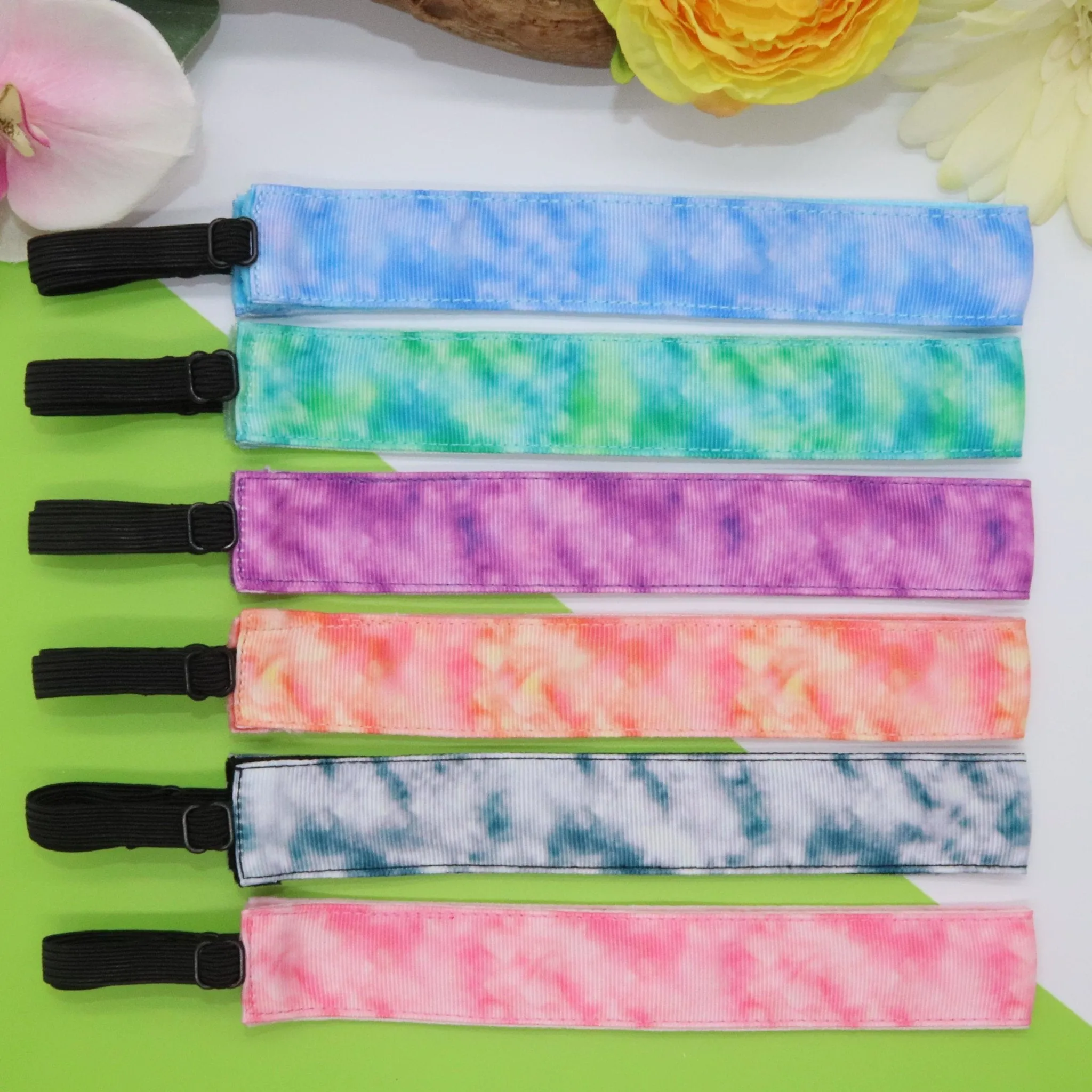 Adjustable No Slip Tie Dye Headbands - Tonal 6 Pack