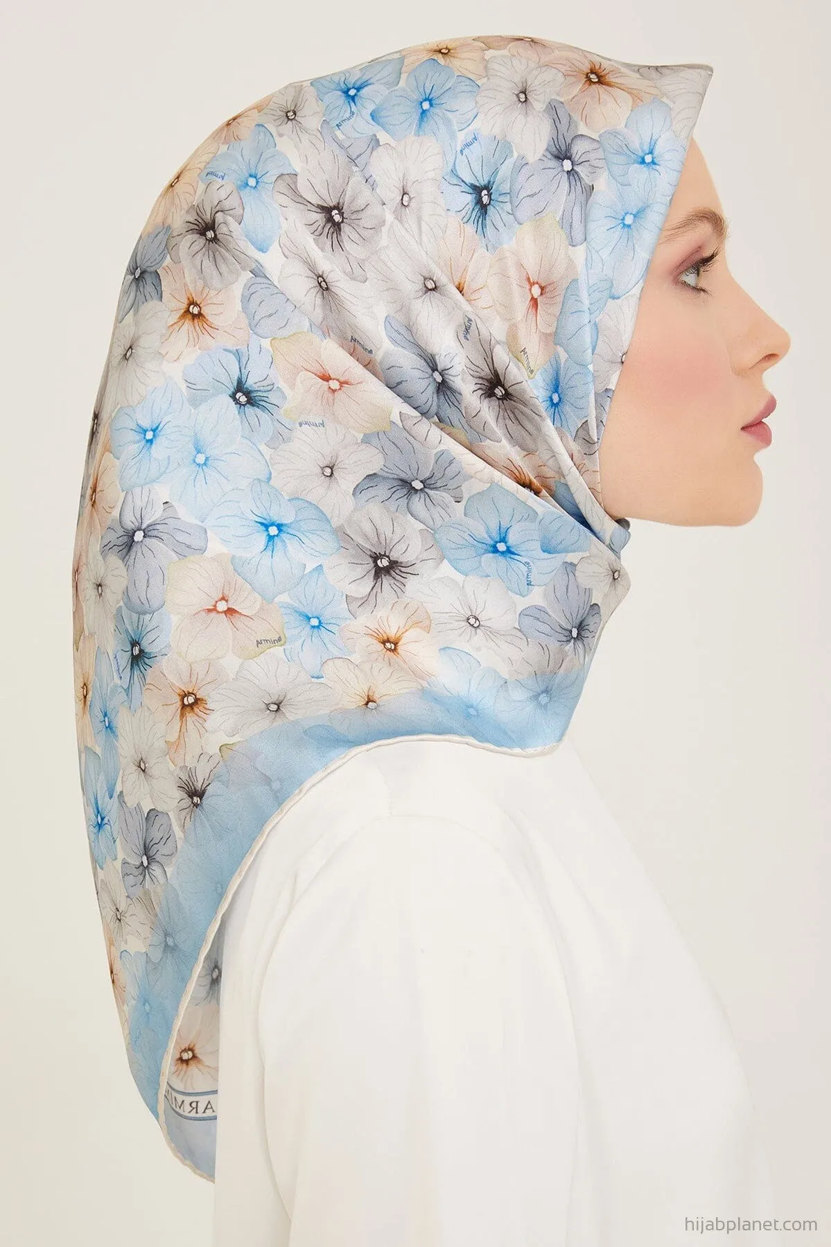 Armine Hydrangea Print Silk Scarf #83
