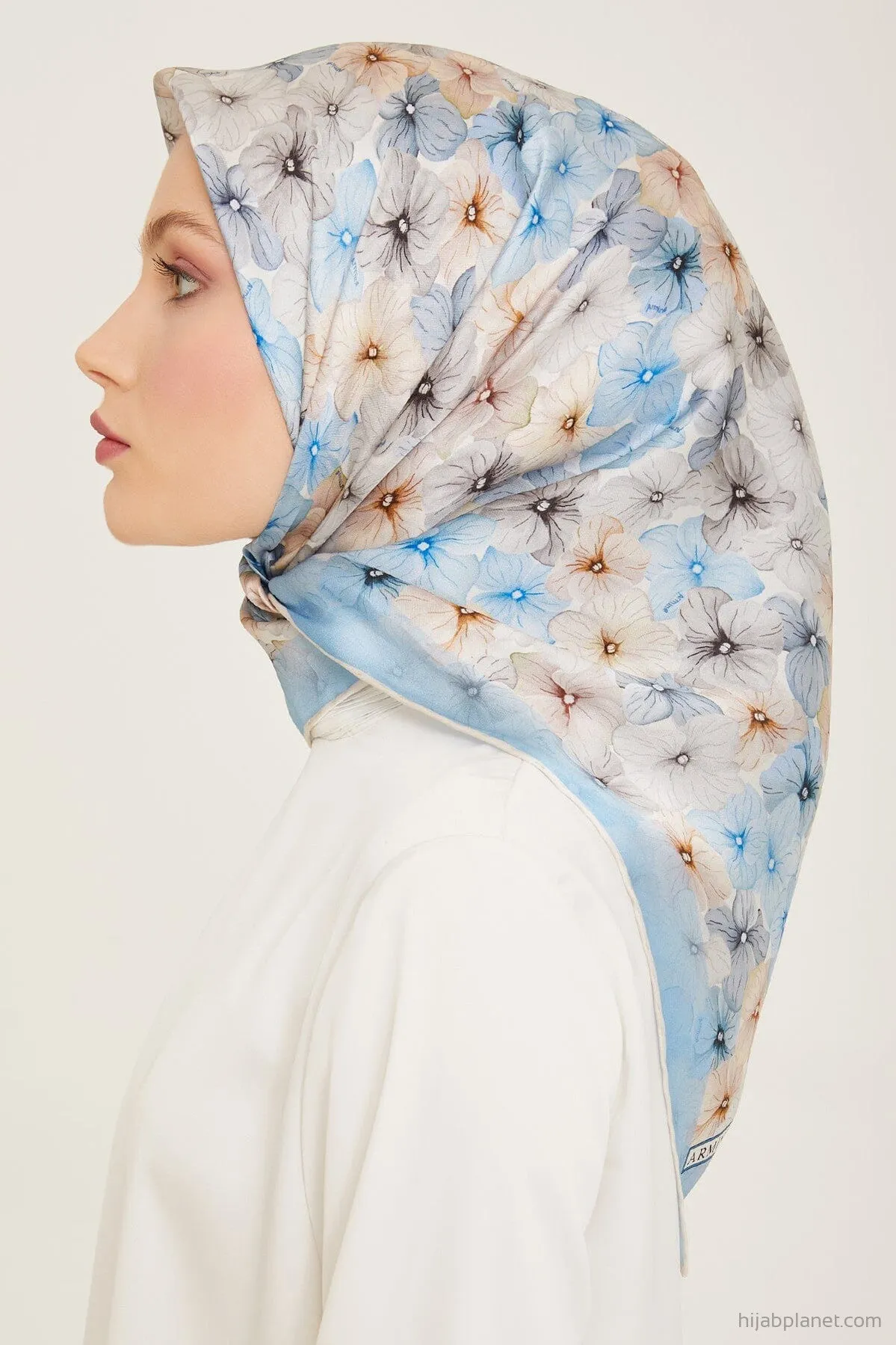 Armine Hydrangea Print Silk Scarf #83
