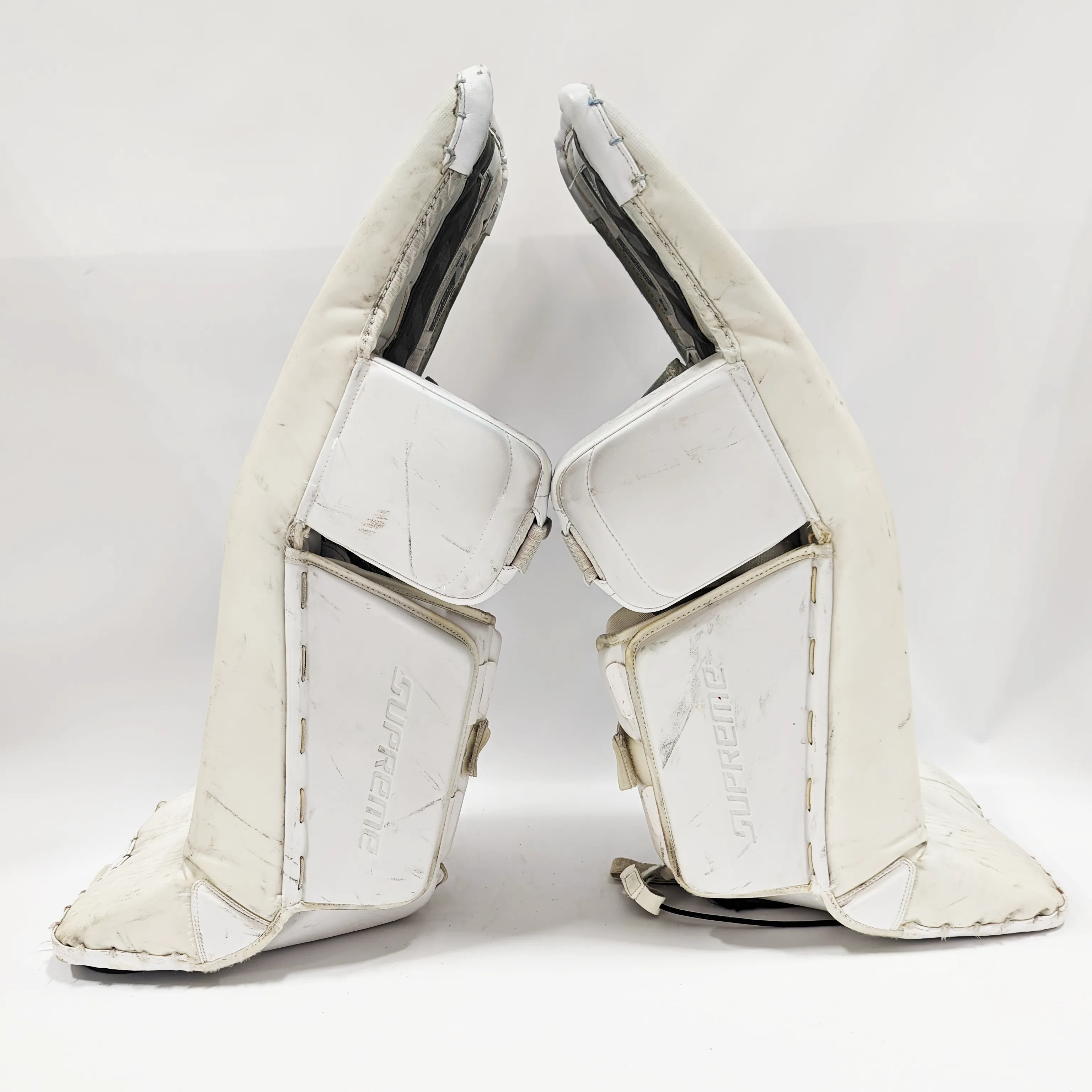 Bauer Supreme Ultrasonic - Used Pro Stock Goalie Leg Pads (White)