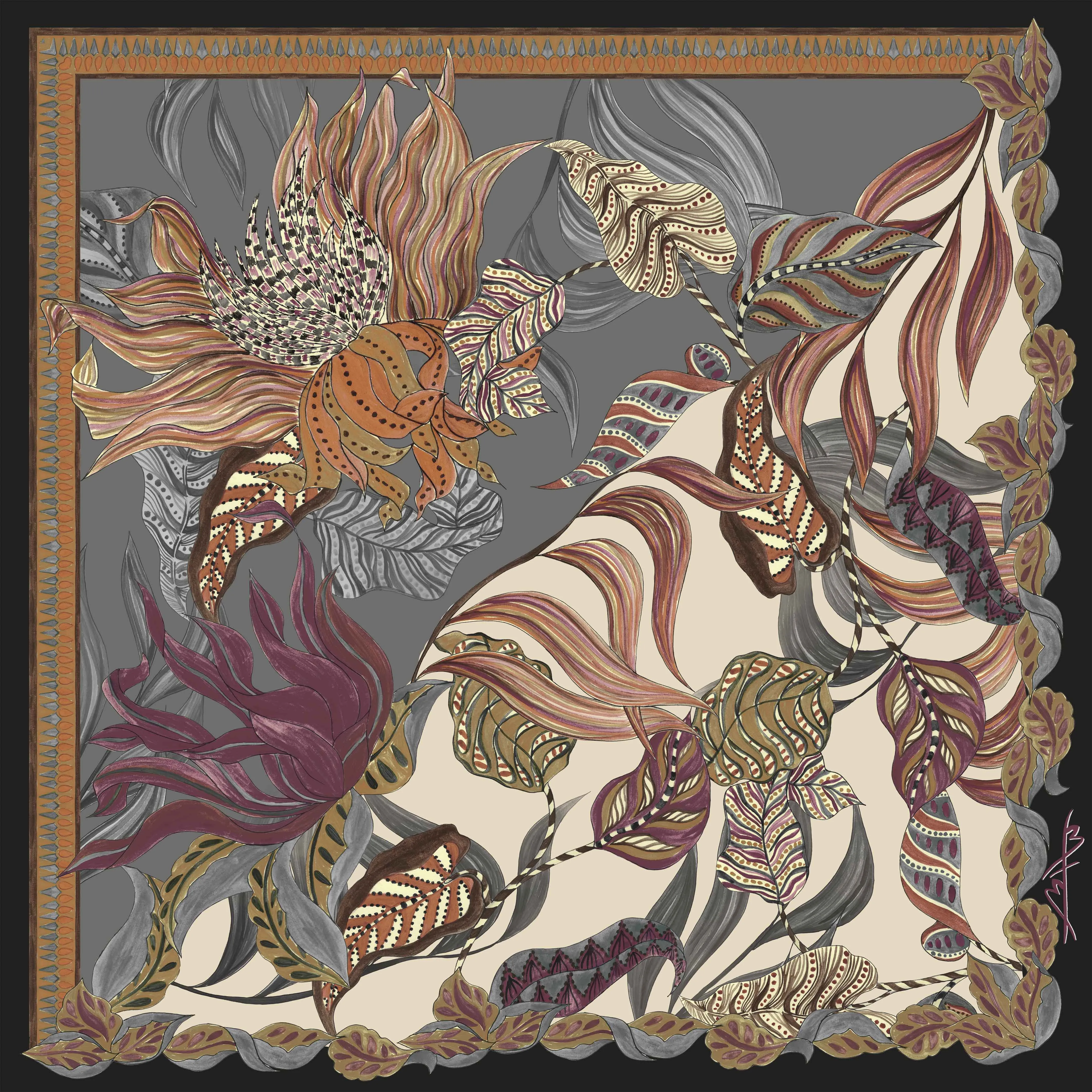 Bet and Malfie Erato Long Silk Scarf 125x125