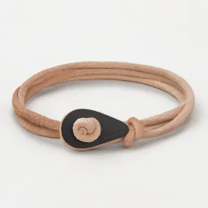 BRATSK Distressed Leather Thimble Charm Bracelets Mens Womens Wrap Wristbands Beige Matte Black