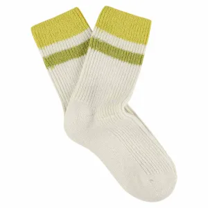 Cashmere Stripes Socks Women - Ecru / Yellow / Green