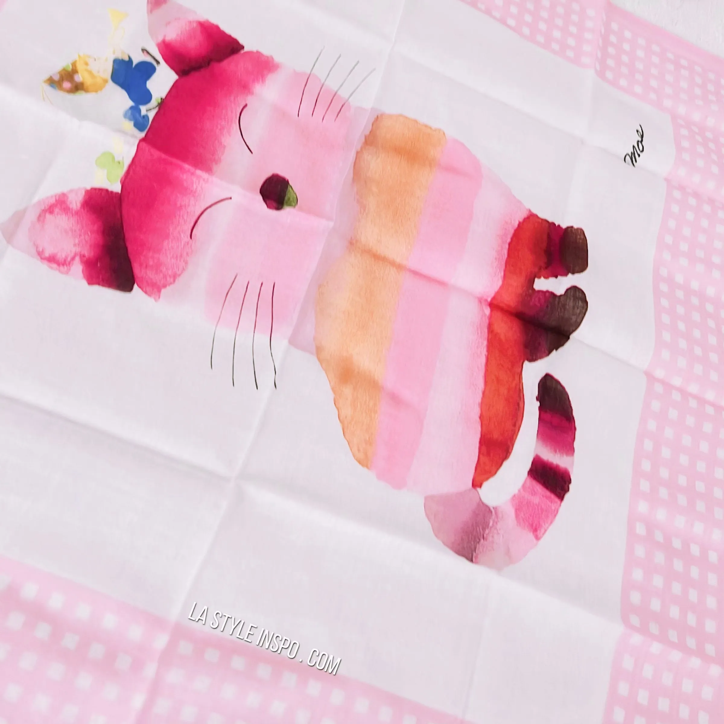 Cat Pink Party Handkerchief Cute Small Rainbow Ombre by Mae