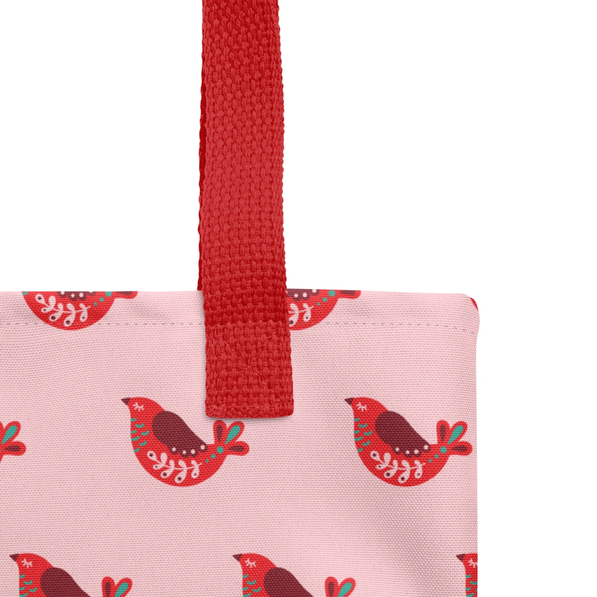 Christmas Tote Bag - Red Robin Bird (Glamourange Festive Pattern Christmas Tote Bags)