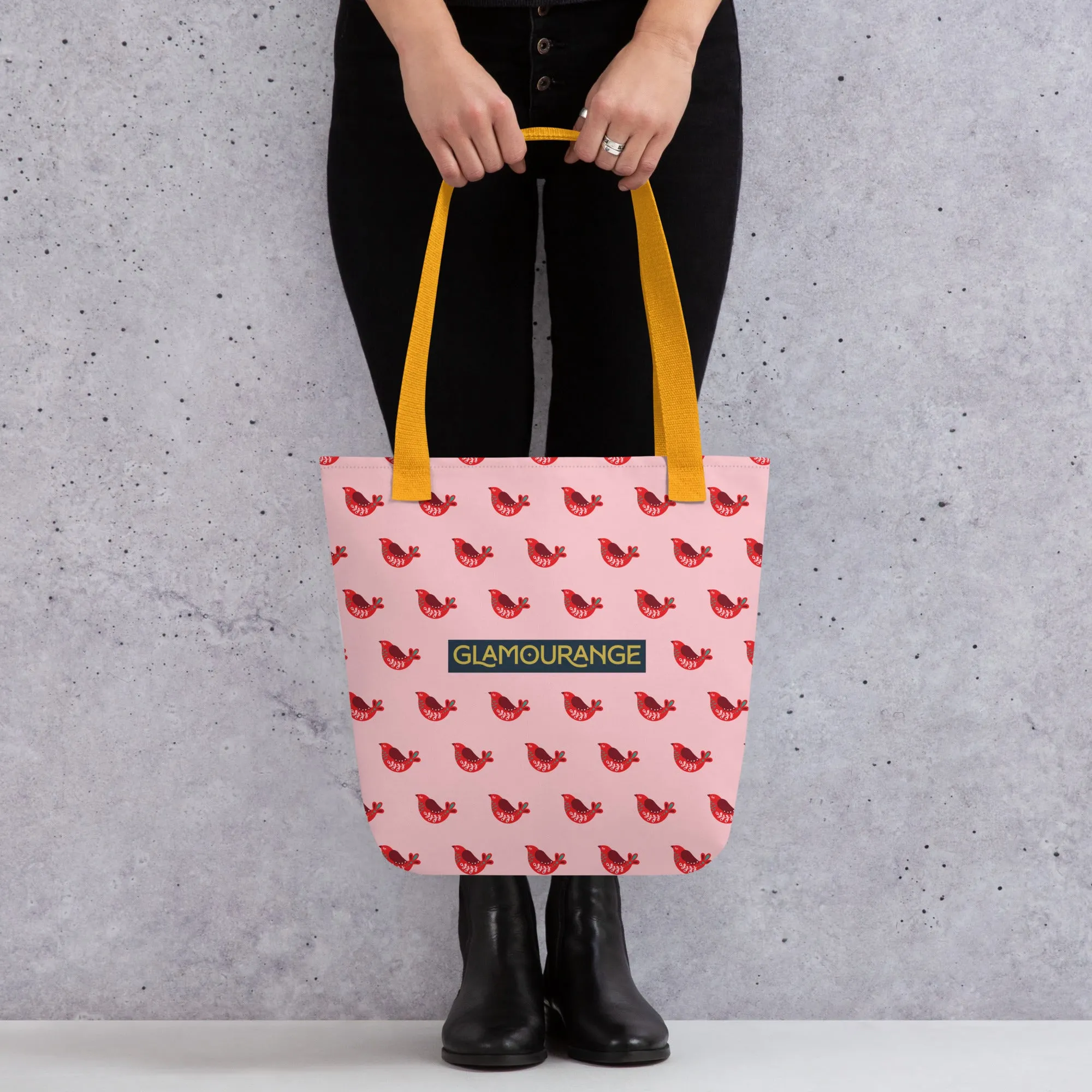 Christmas Tote Bag - Red Robin Bird (Glamourange Festive Pattern Christmas Tote Bags)