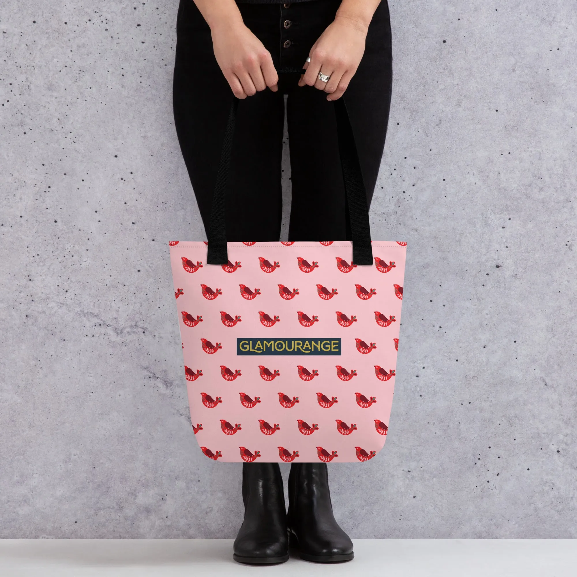 Christmas Tote Bag - Red Robin Bird (Glamourange Festive Pattern Christmas Tote Bags)