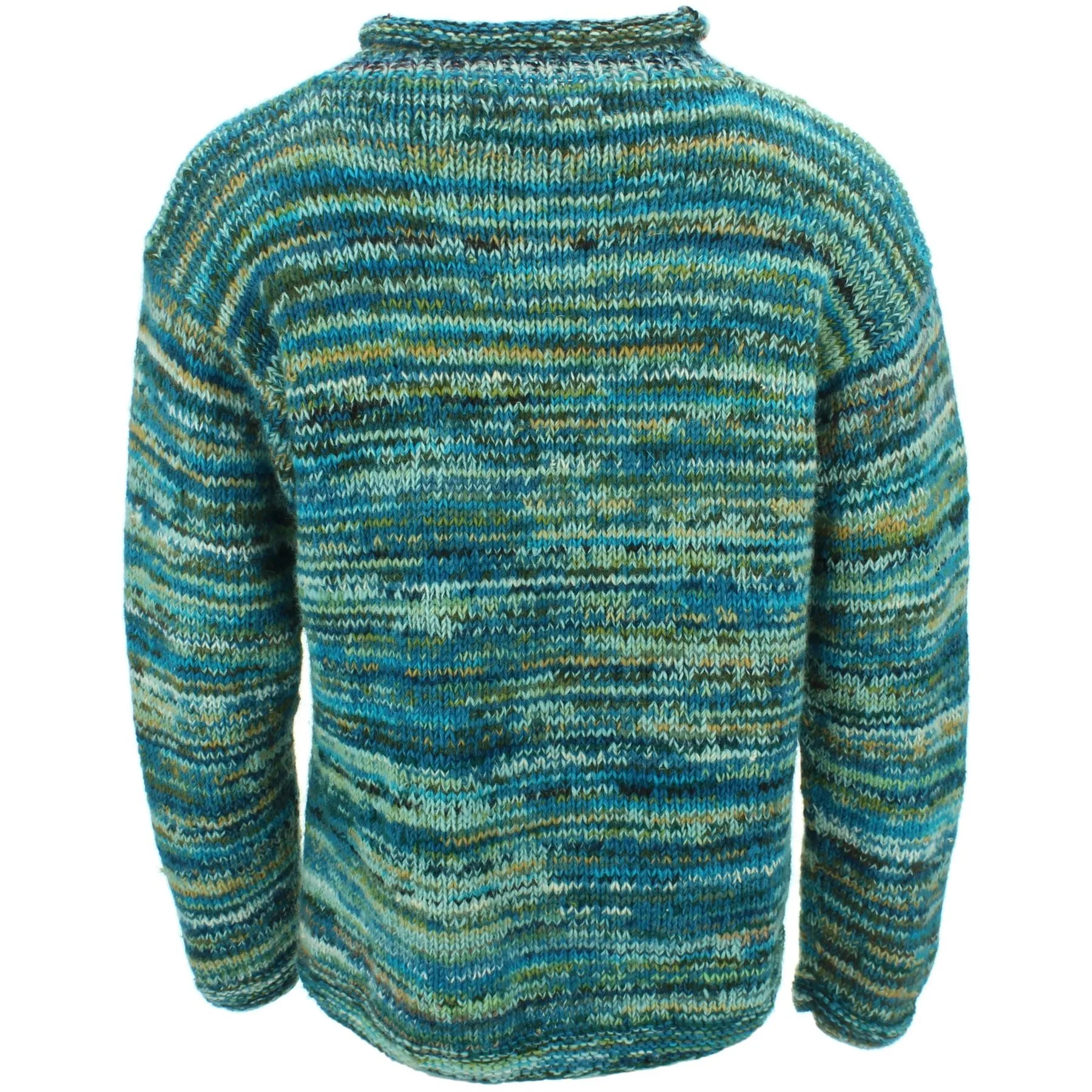 Chunky Wool Knit Space Dye Jumper - Cerulean Blue
