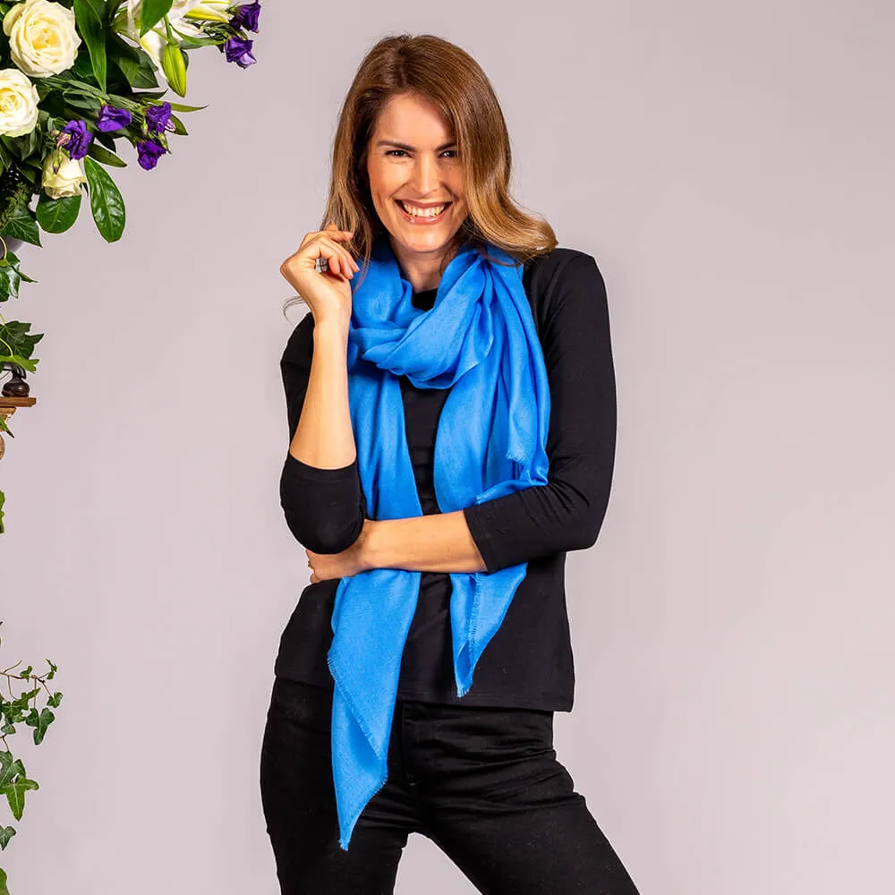 Cornflower Blue Cashmere and Silk Wrap