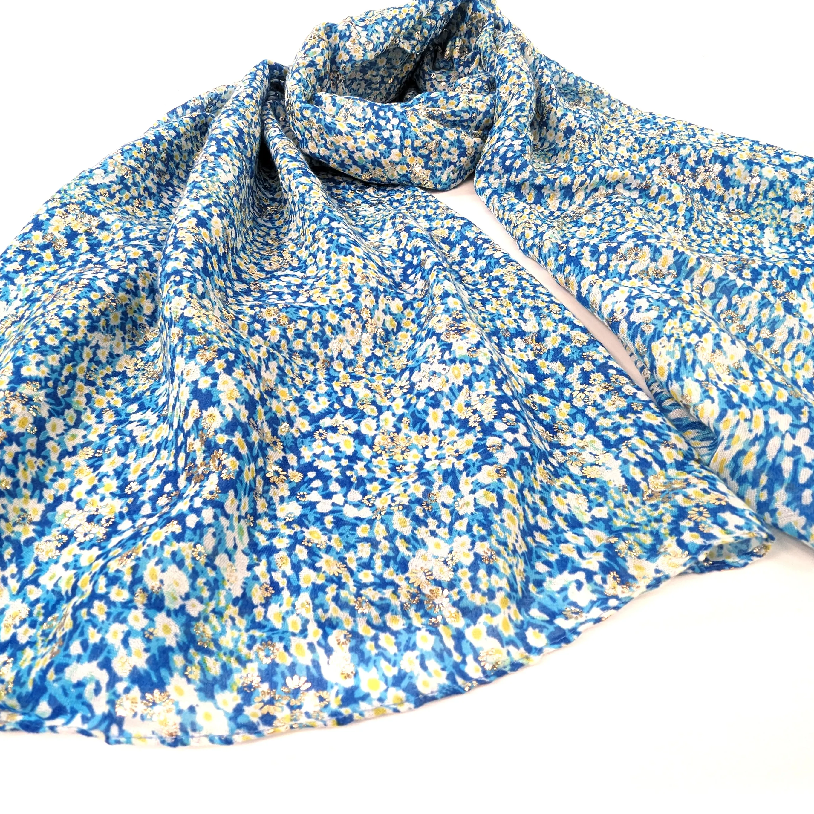 Daisy Sparkle Scarf - Bright Blue (42x180cm)