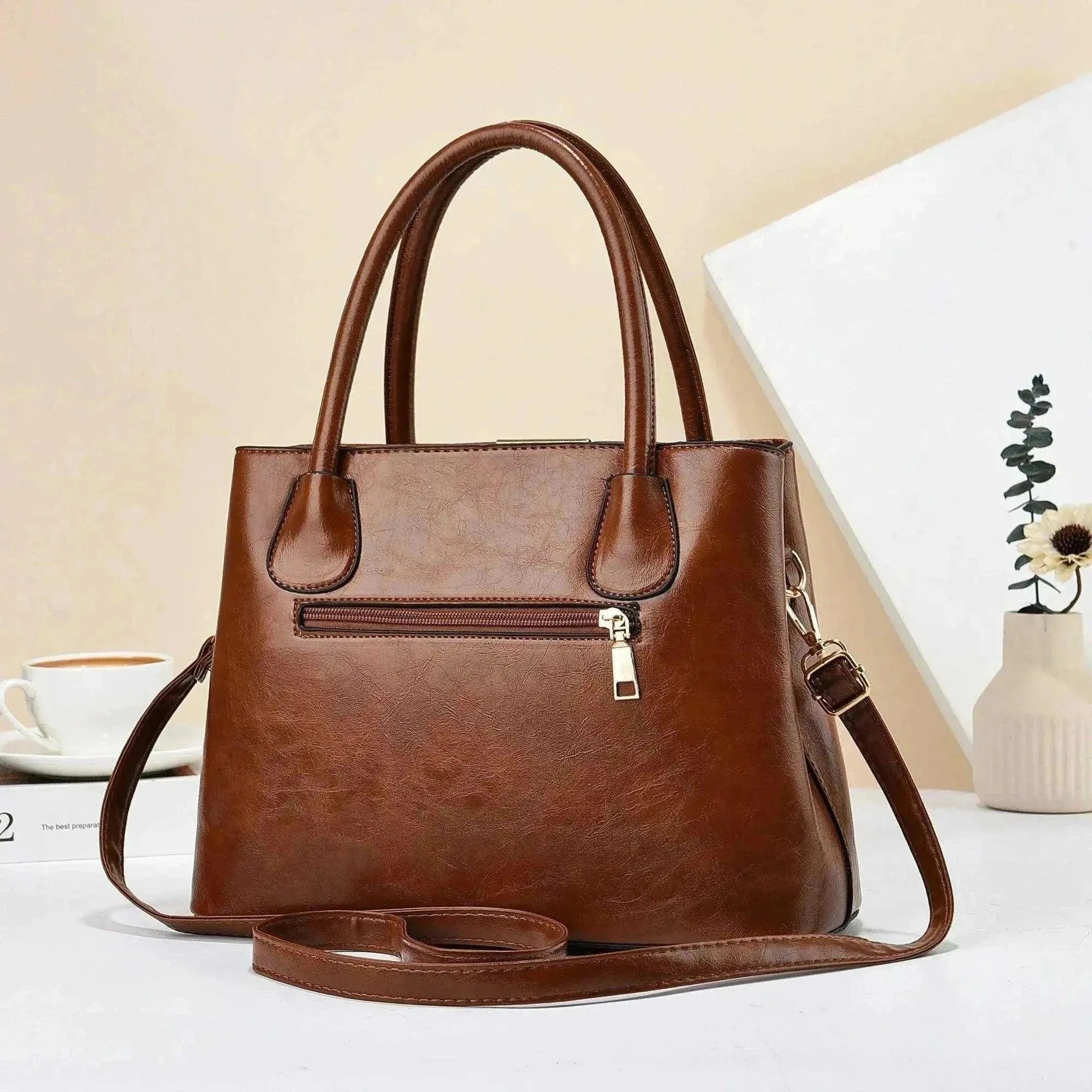 Elegant Retro PU Leather Handbags - Trendy Office Bags - WSH007