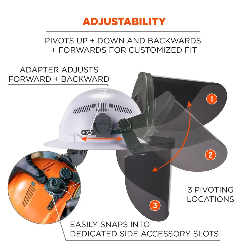 Ergodyne 60246 #8995 Smoke Lens Gray Hard Hat Face Shield for Full Brim