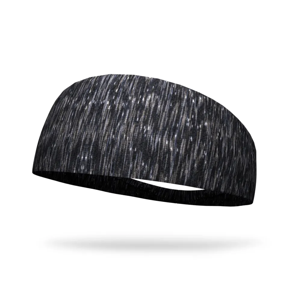 Fashion Black and Gray Static Organic Headband - 4" and 3" Tapered