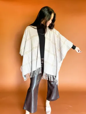 Holden Kimono- Mink Windowpane Plaid