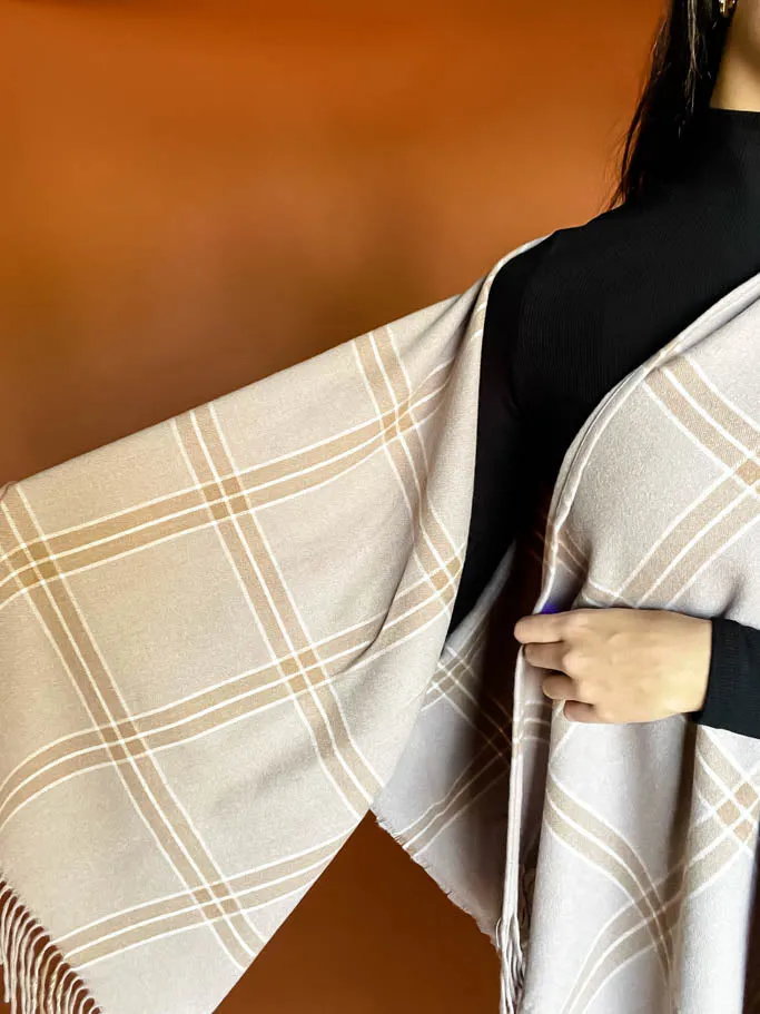Holden Kimono- Mink Windowpane Plaid