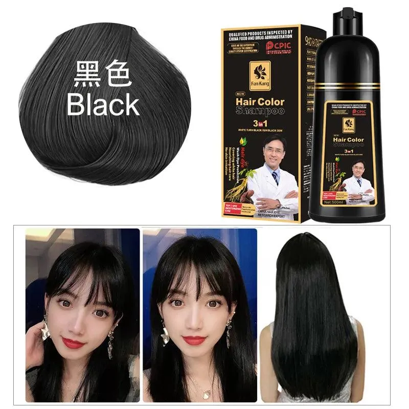 Jet-Black Hair Dye Shampoo: Organic Essence, Premium Color & Nourishment