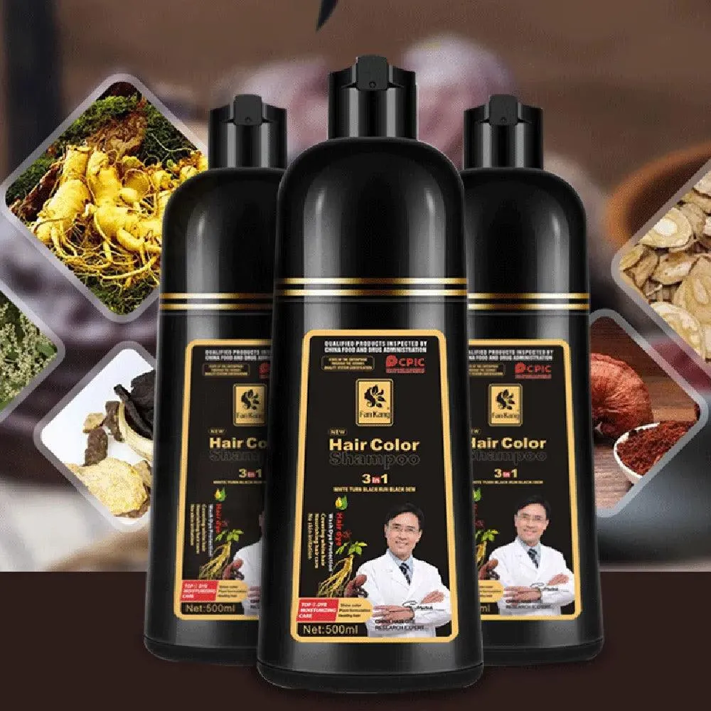 Jet-Black Hair Dye Shampoo: Organic Essence, Premium Color & Nourishment