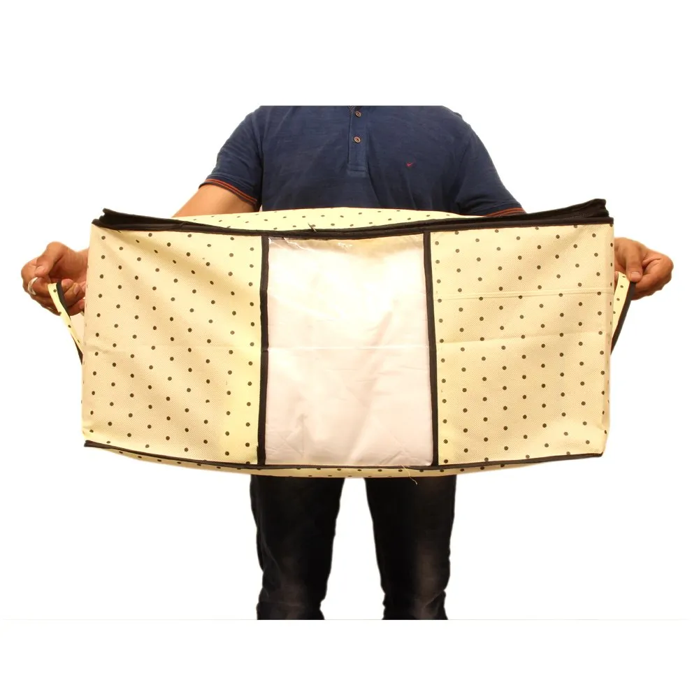 Kuber Industries 12 Piece Non Woven Underbed Storage Organiser Set, Extra Large, Cream