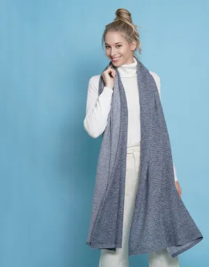 Loop Knit Two Toned Plaid Scarf in Silver
