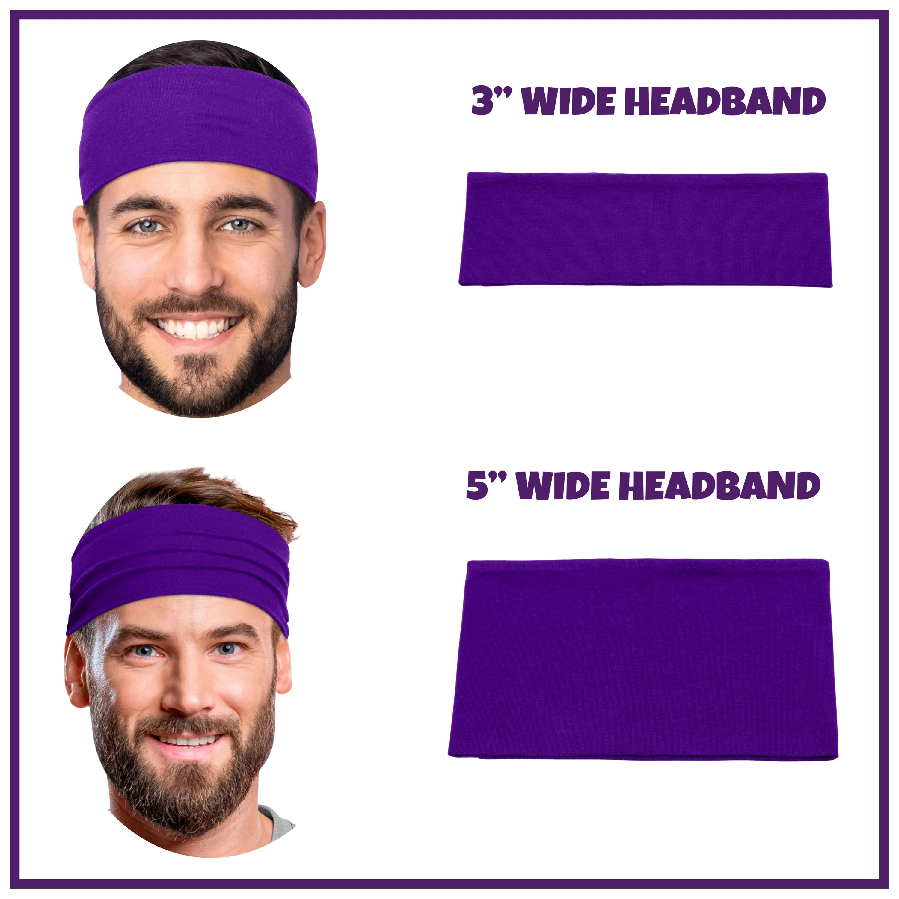 Men's Headbands Cotton Jersey 3" Wide Sports Fitness Yoga Made in the USA Maroon