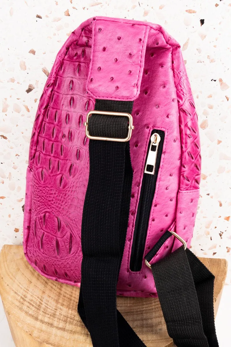 NGIL Pink Small Faux Ostrich Rylee Sling Bag