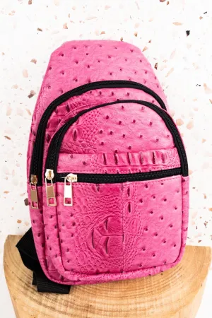 NGIL Pink Small Faux Ostrich Rylee Sling Bag