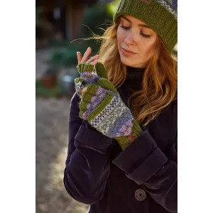 Pachamama Classic Fairisle Glove Mitts Olive