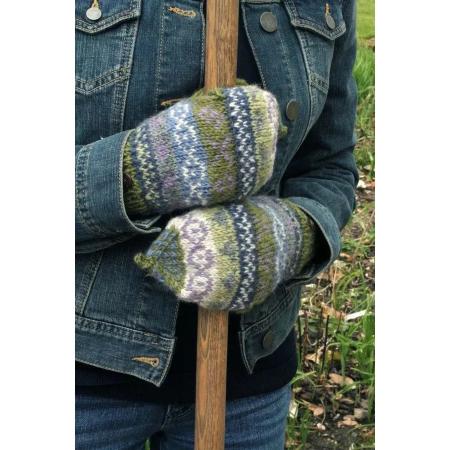 Pachamama Classic Fairisle Glove Mitts Olive