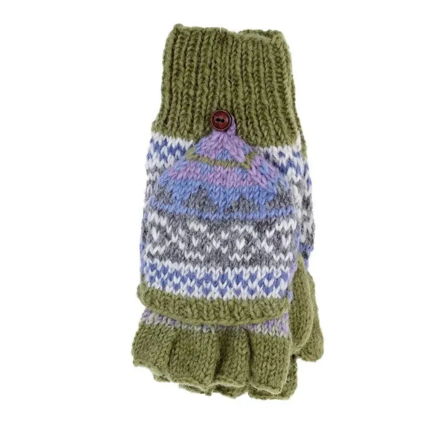 Pachamama Classic Fairisle Glove Mitts Olive