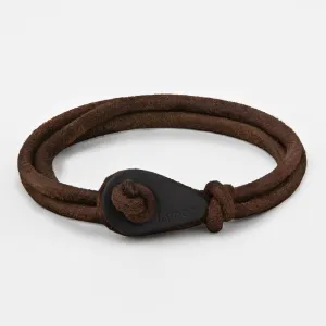 PORT SUDAN Distressed Leather Thimble Charm Bracelets Mens Womens Wrap Wristbands Brown Matte Black