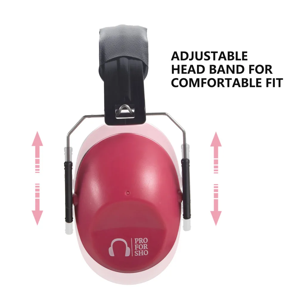 Pro For Sho 34dB NRR Noise Reduction Earmuffs - Lightweight Design - Standard Size Poppy Red