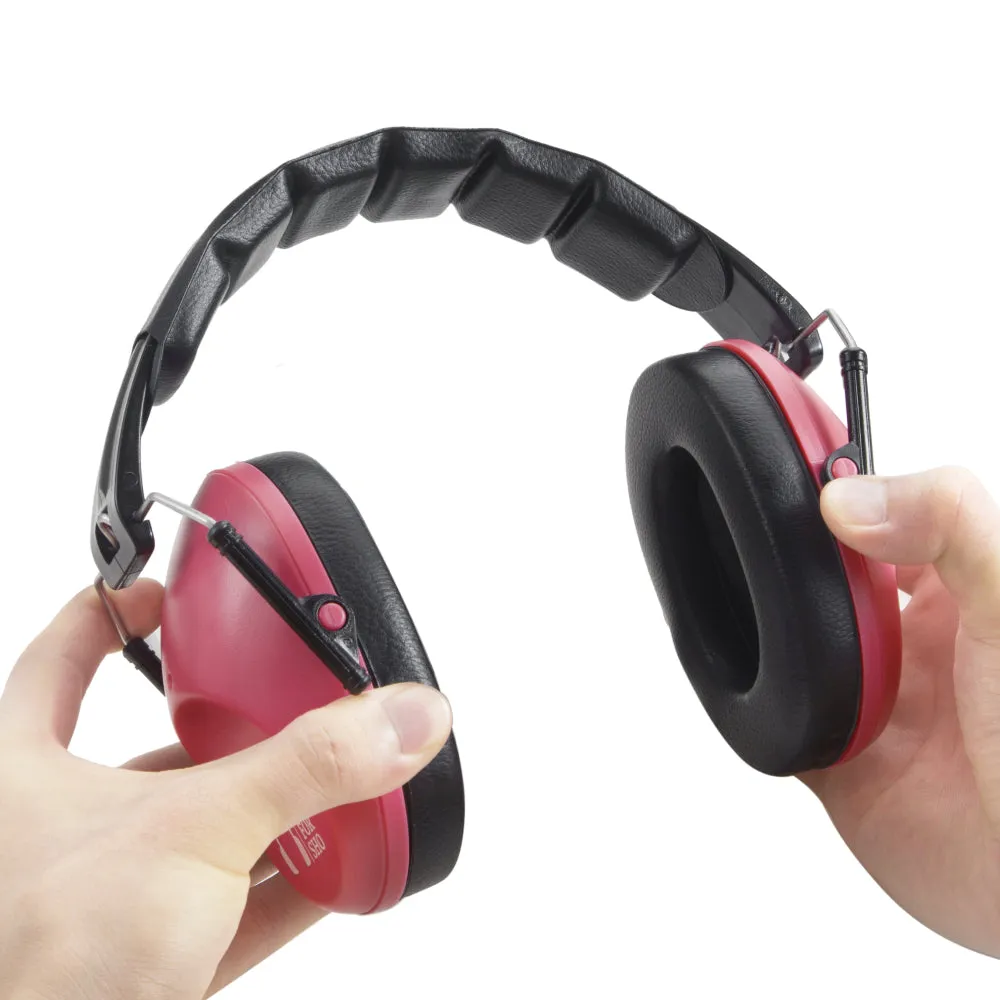 Pro For Sho 34dB NRR Noise Reduction Earmuffs - Lightweight Design - Standard Size Poppy Red