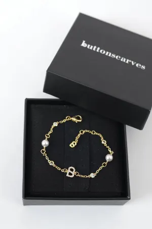 Signature Bracelet with Pearl - Gold