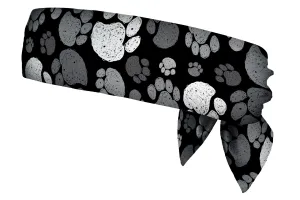 Sketchy Paw Prints Greyscale Head Tie (SKU 1839 HTB)