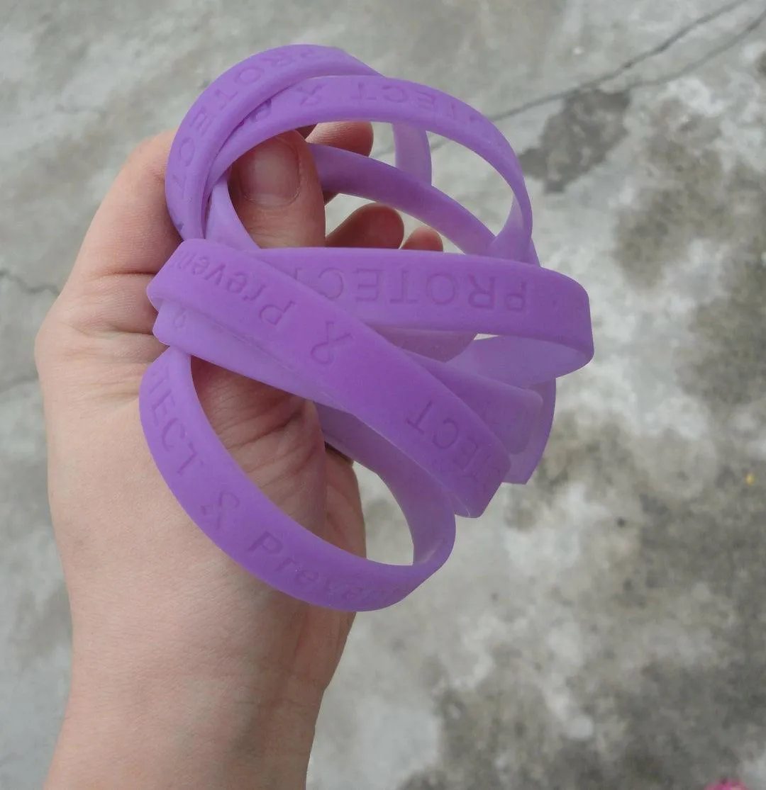 Skin Cancer Prevention UV Color Changing Wristband White Letters - Adult 8"