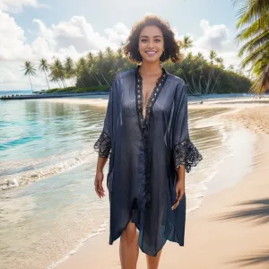 Sleeved Lace Kaftan (90x180cm) - Navy Blue