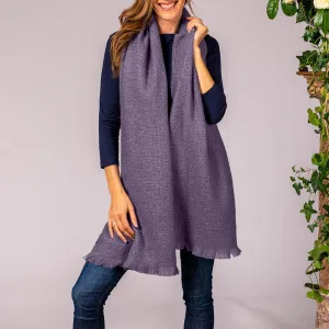 Super Luxe Periwinkle Purple Basket Weave Cashmere Shawl