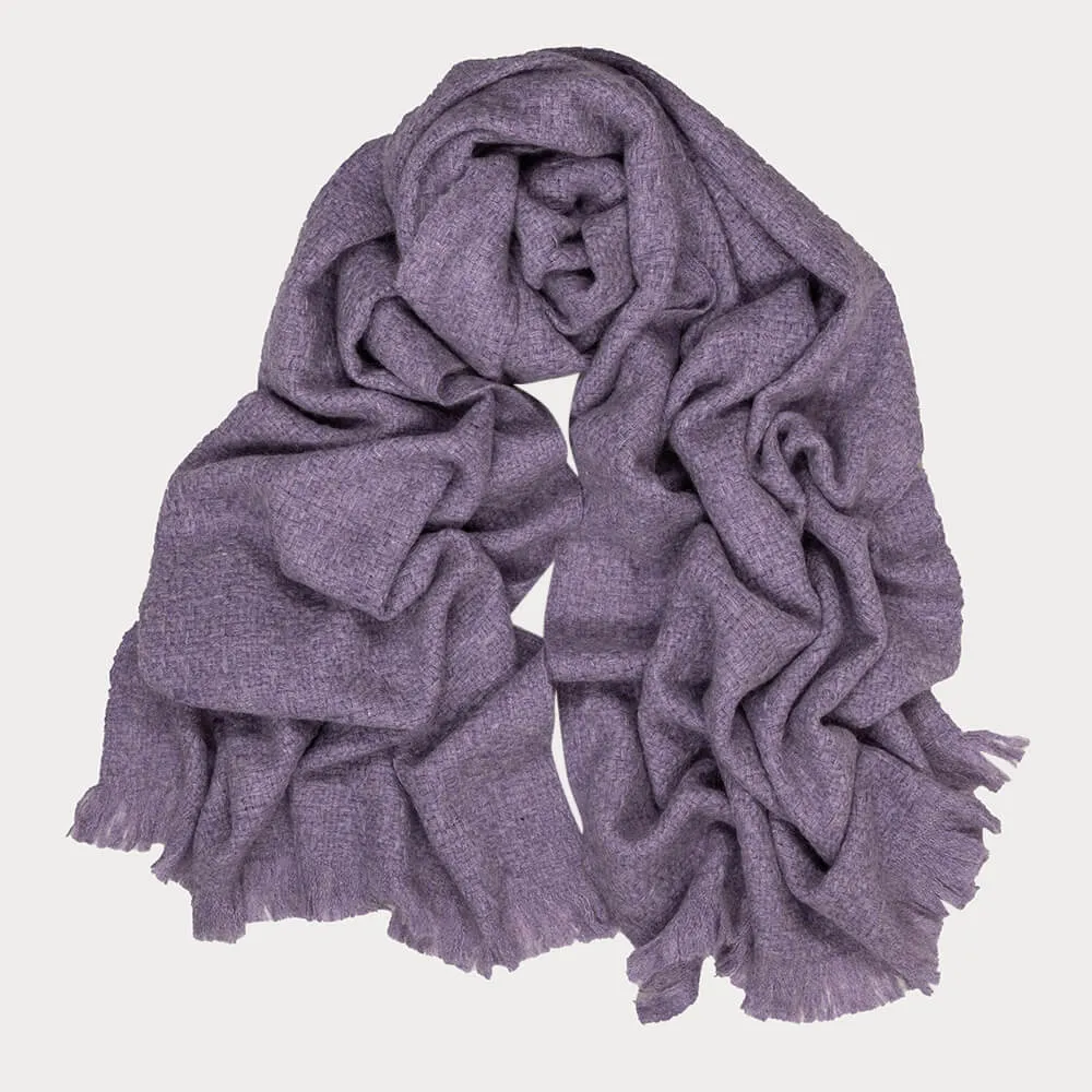Super Luxe Periwinkle Purple Basket Weave Cashmere Shawl