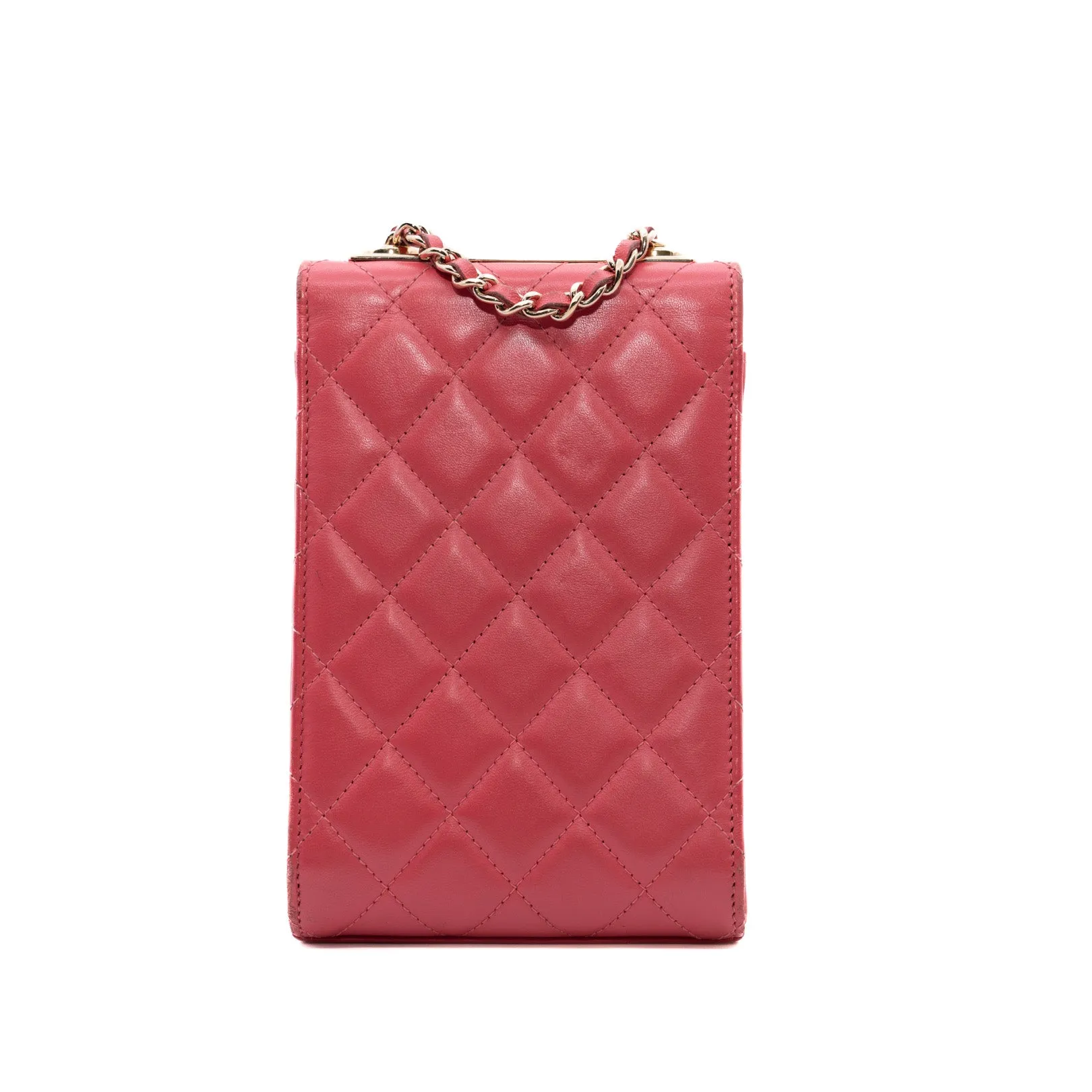 Trendy CC Phone Holder Crossbody Bag Lambskin Pink GHW Seri 24