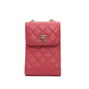 Trendy CC Phone Holder Crossbody Bag Lambskin Pink GHW Seri 24