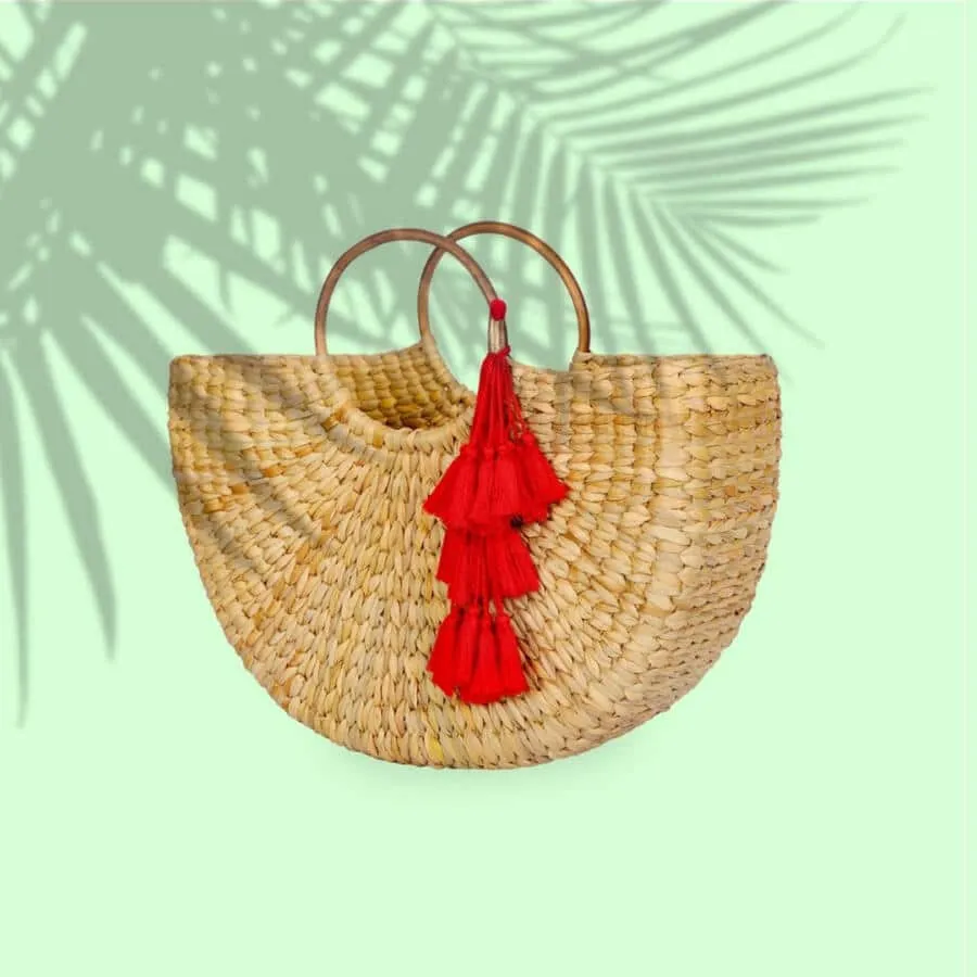 Trendy Round Handbag - Wood Handles