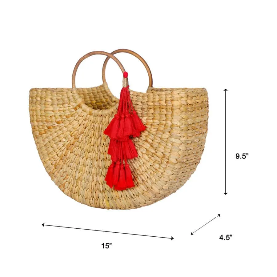 Trendy Round Handbag - Wood Handles
