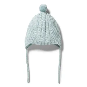 Wilson & Frenchy Knitted Cable Bonnet Mint Fleck