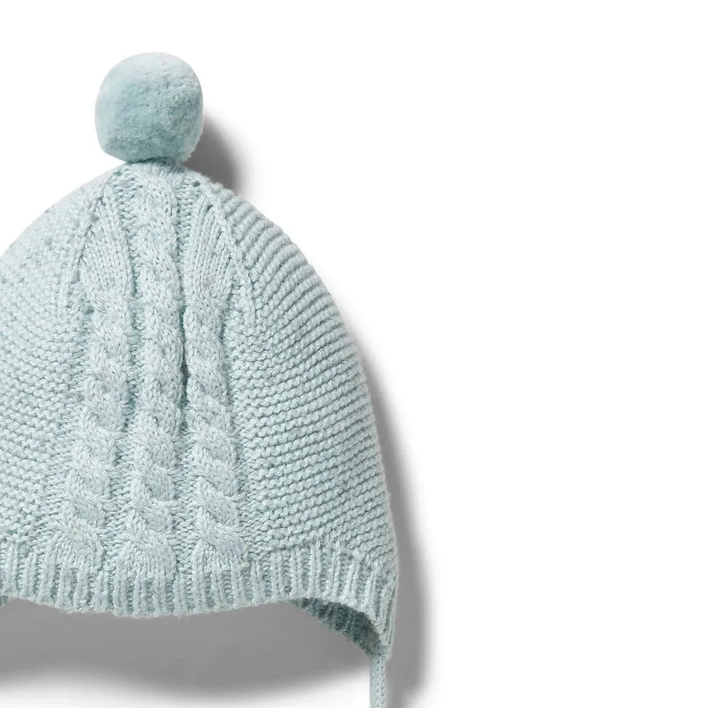 Wilson & Frenchy Knitted Cable Bonnet Mint Fleck