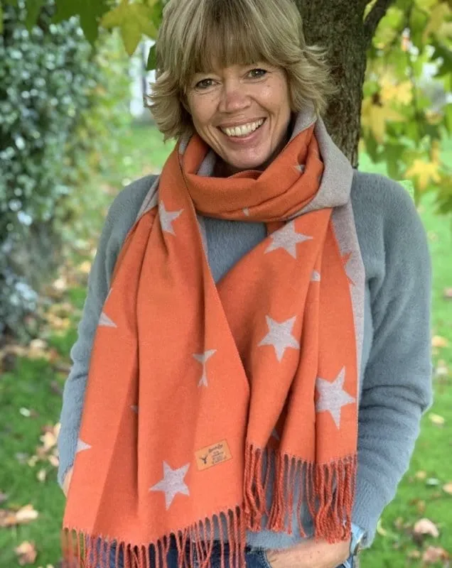 Winter Stars Scarf - Burnt Orange/Taupe
